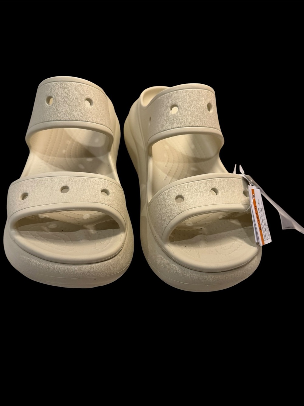 Women’s CROCS Classic Crush Sandals Slip On Shoes Ivory  Beige Size 11 NWT - Picture 2 of 7